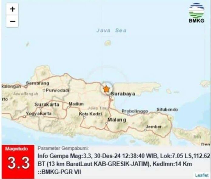 Gresik Diguncang Gempa Magnitudo 3,3